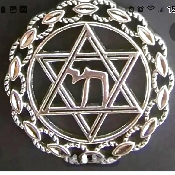 STAR OF DAVID CHAI SILVER LACE DISC JUDAIC SYMBOLISM TITANIUM  FOREVER N… - Picture 2 of 2